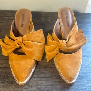 Jeffrey Campbell camel suede heeled mule